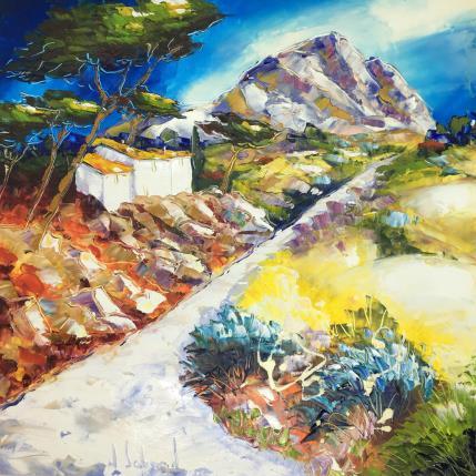 Painting Sentier aux pieds de la montagne St Victoire by Sabourin Nathalie | Painting Figurative Oil Landscapes