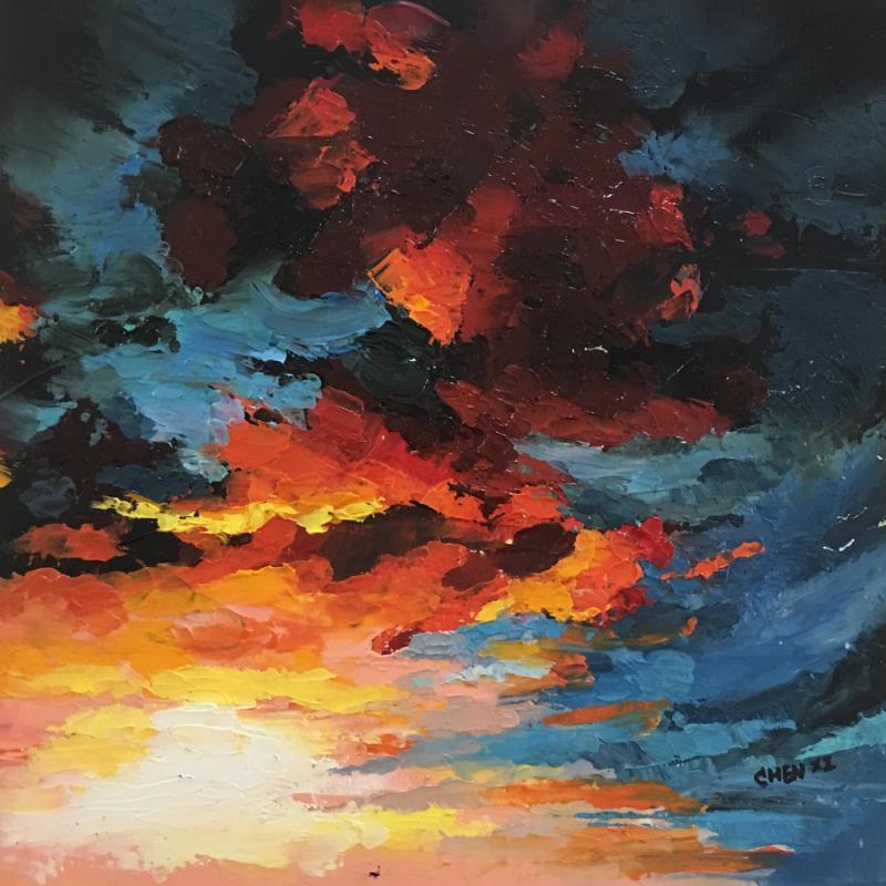Painting COUCHER DE SOLEIL N9 by Chen Xi | Painting Abstract Landscapes Oil
