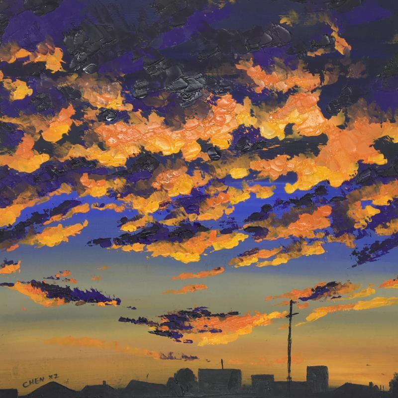 Peinture Coucher de soleil 26 par Chen Xi | Tableau Abstrait Paysages Huile