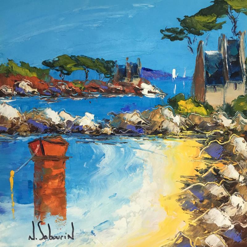 Painting Reflets rouge du Morbihan by Sabourin Nathalie | Painting Figurative Landscapes Oil
