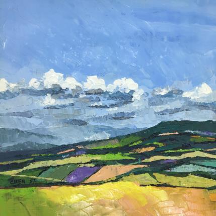 Painting PAYSAGE DU LUBERON AOUT N°2 by Chen Xi | Painting Abstract Oil Landscapes