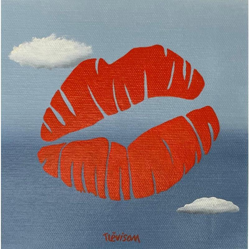 Gemälde THE RED KISS von Trevisan Carlo | Gemälde Surrealismus Tiere Öl Acryl