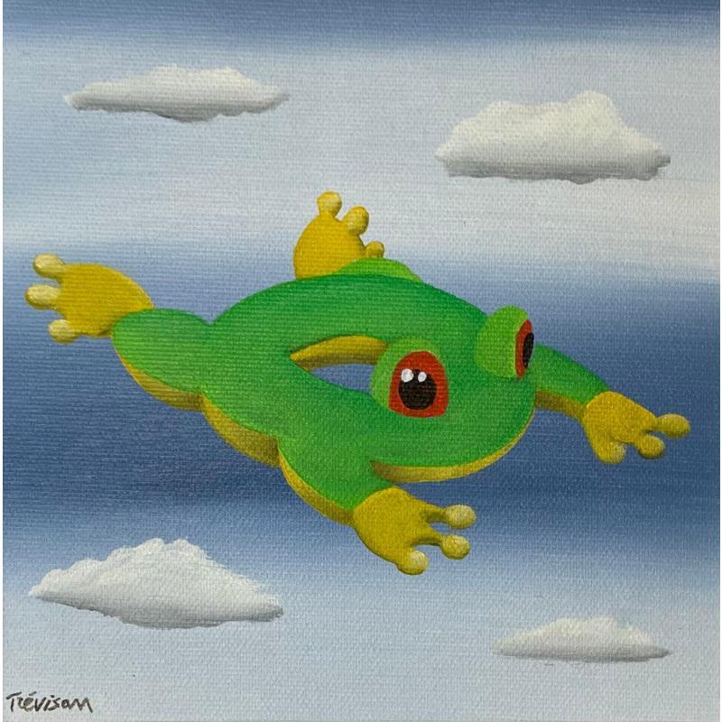 Gemälde FLYING FROG von Trevisan Carlo | Gemälde Surrealismus Tiere Öl Acryl