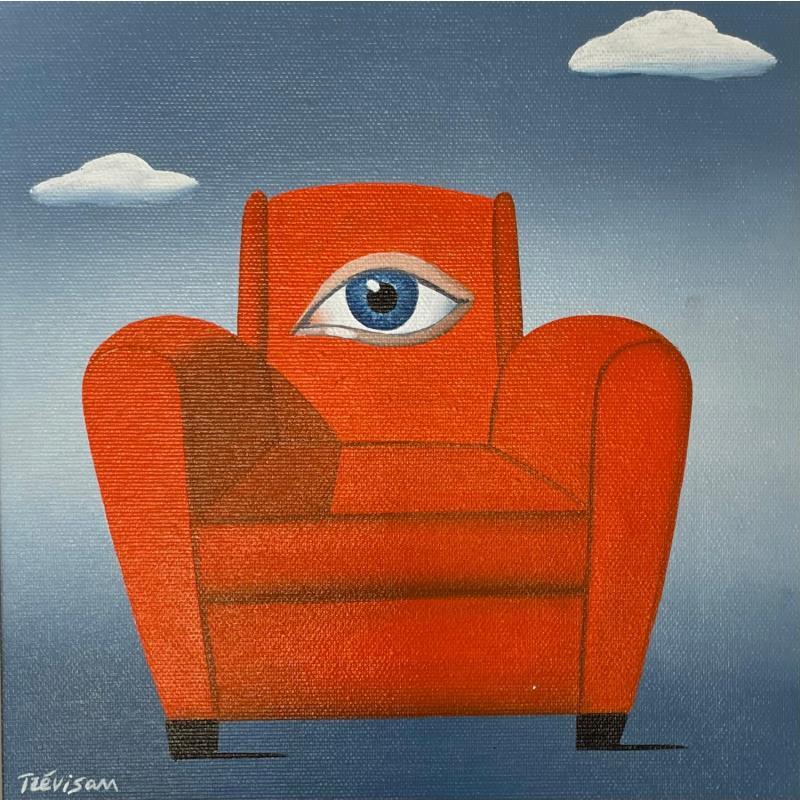 Painting RED ARMCHAIR by Trevisan Carlo | Painting Surrealism Acrylic, Oil Animals