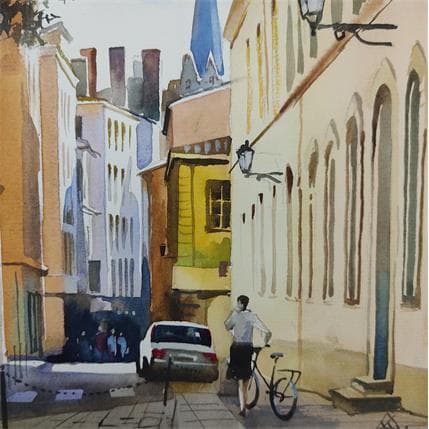 Painting Lyon - J13 by Khodakivskyi Vasily | Painting Figurative Watercolor Urban