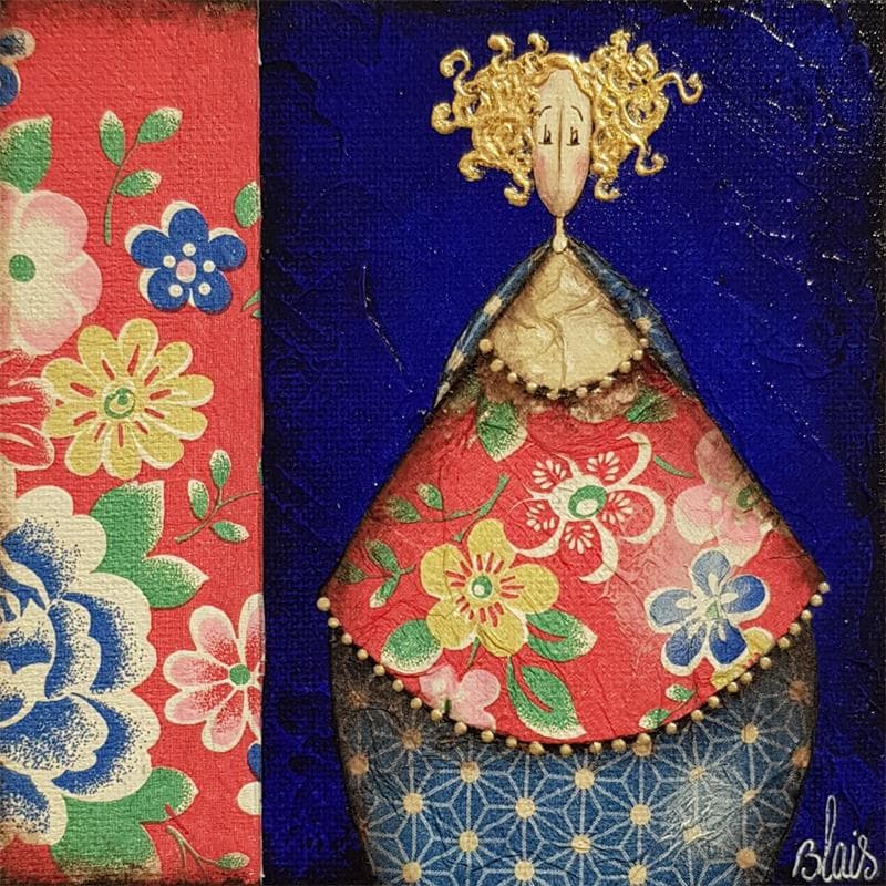 Gemälde Fleur von Blais Delphine | Gemälde Naive Kunst Alltagsszenen Acryl