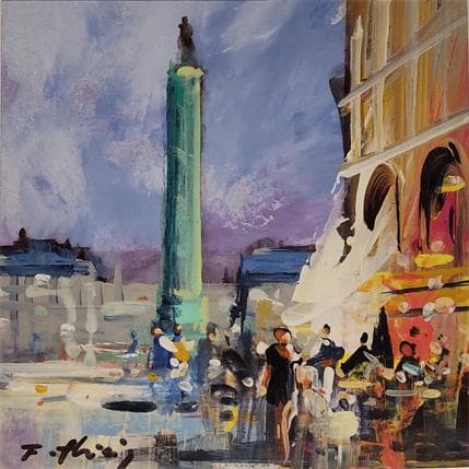 Peinture Place Vendôme par Frédéric Thiery | Tableau Figuratif Acrylique Paysages