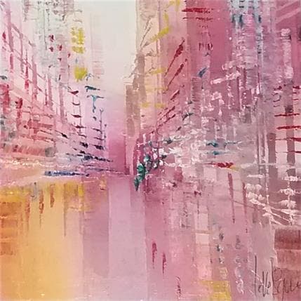 Peinture Douce promenade par Levesque Emmanuelle | Tableau Abstrait Huile Vues urbaines