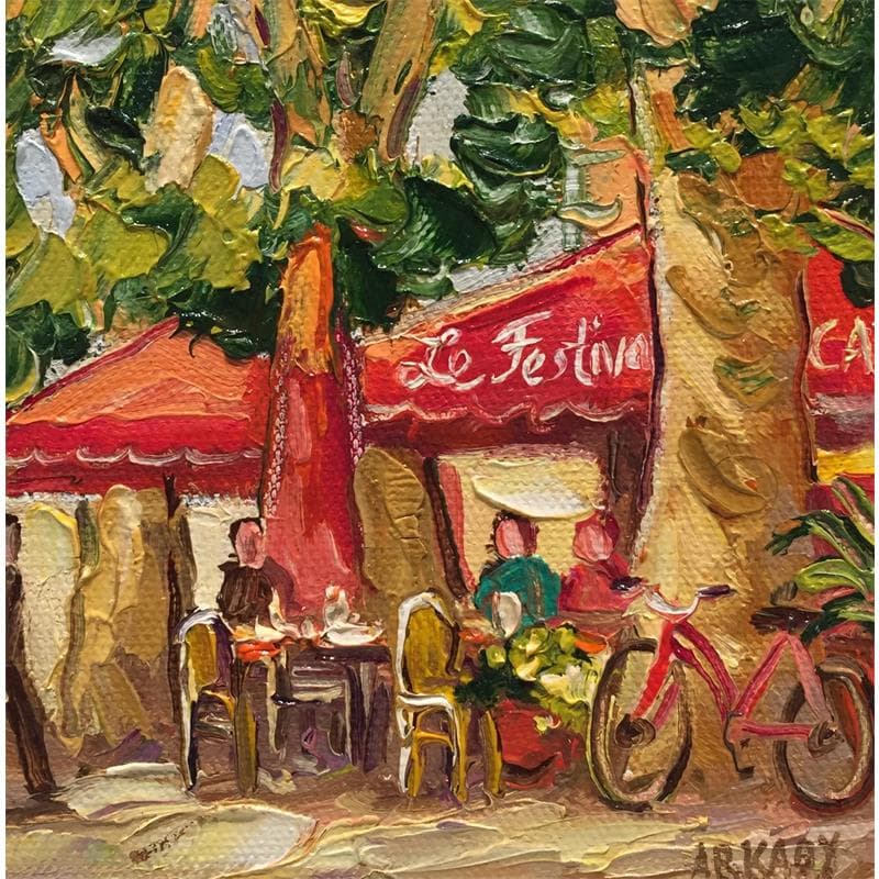 Painting Vélo devant le festival by Arkady | Painting Figurative Oil Urban