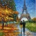 Painting Parisian golden autumn by Spiros Dmitry | Painting Figurative Acrylic Life style