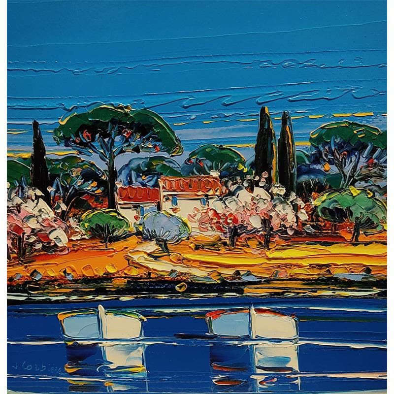 Painting Le repos du pêcheur by Corbière Liisa | Painting Figurative Oil Landscapes, Marine
