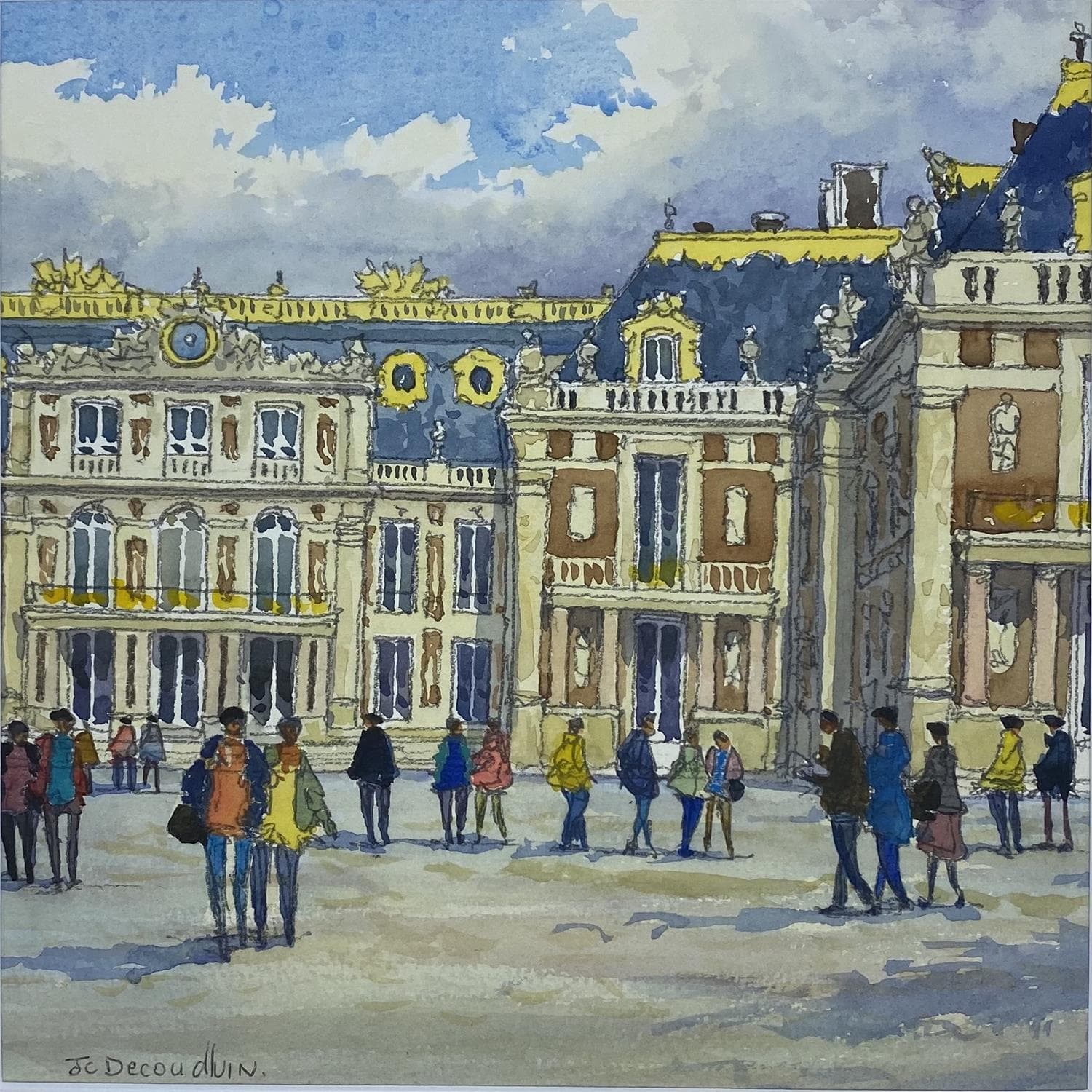 Figurative Paintings Watercolor Le Chateau De Versailles By Decoudun Jean Charles Carre D Artistes