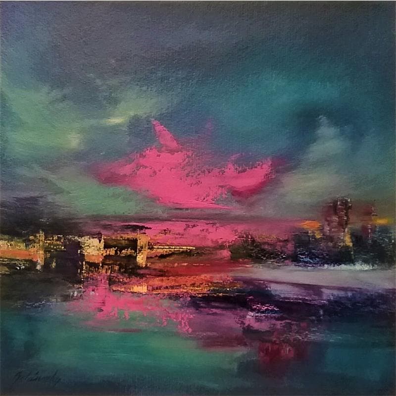 Painting Purple city by Belanszky Demko Beata | Painting Abstract Acrylic Landscapes