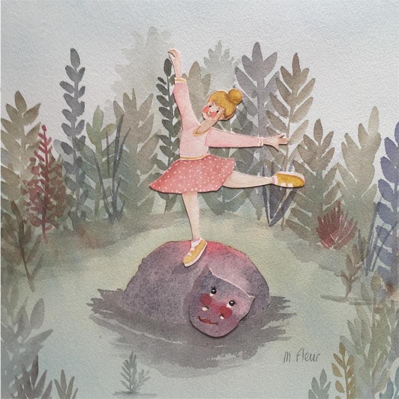 Peinture Anaïs, la danseuse d'hippopotame par Marjoline Fleur | Tableau Art naïf Scènes de vie