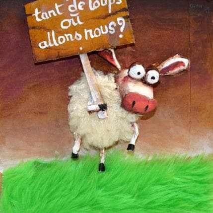 Painting Le Mouton De La Pancarte By Mouis Cathy Carre D Artistes