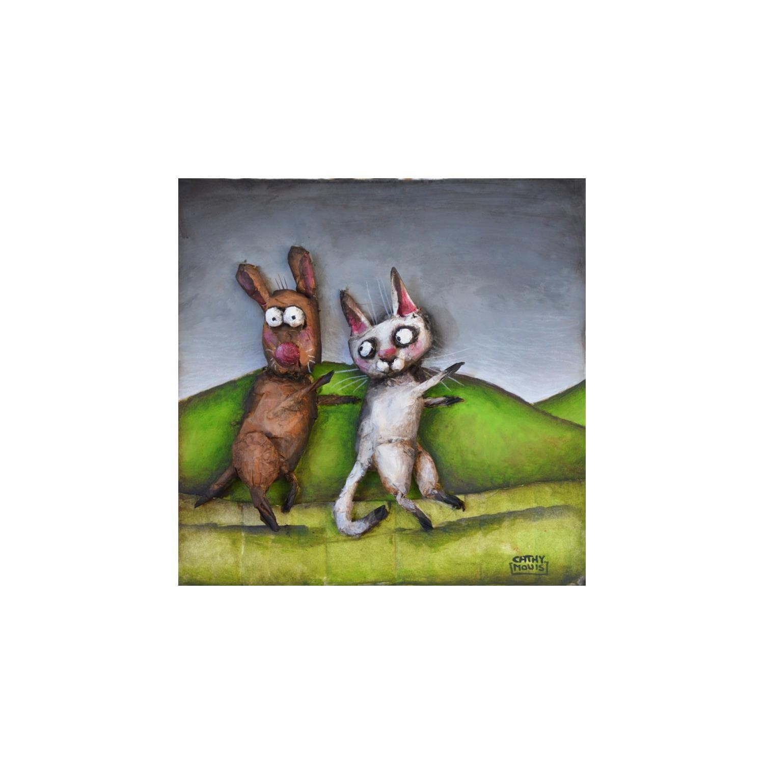 Painting La Danse Du Chat Et Du Chien By Mouis Cathy Carre D Artistes