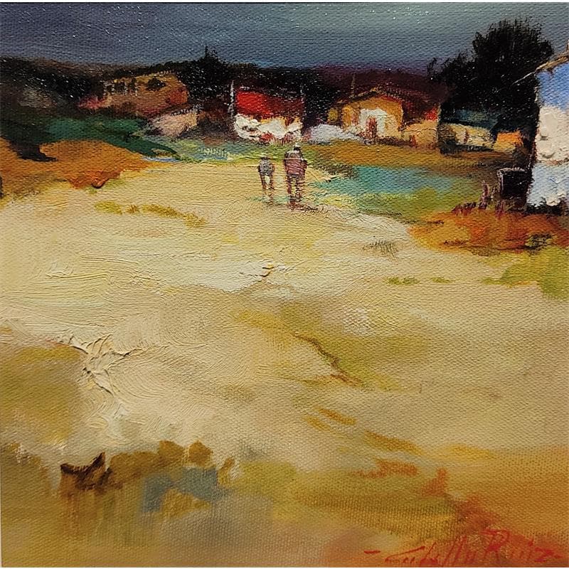 Painting Camino del pueblo by Cabello Ruiz Jose | Painting Figurative Landscapes Oil