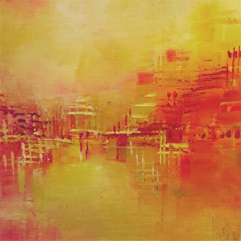 Painting LA BELLE AMBRE by Levesque Emmanuelle | Painting Abstract Urban Oil