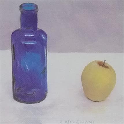 Painting Pomme by Castignani Sergi | Painting Figurative Acrylic, Oil still-life