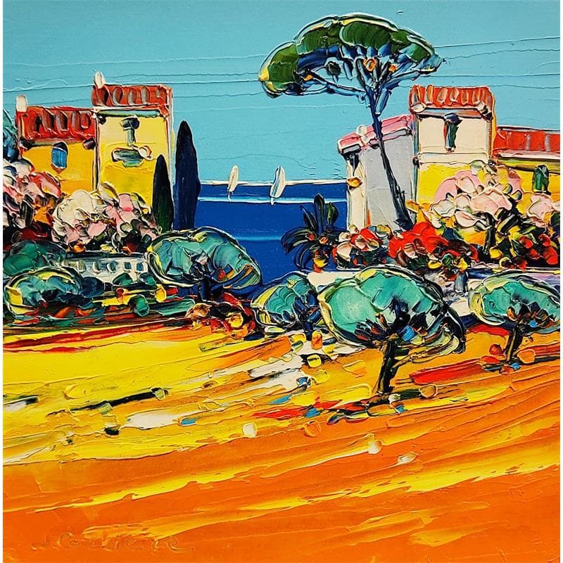 Painting Du vent sur la riviera by Corbière Liisa | Painting Figurative Oil Landscapes, Marine