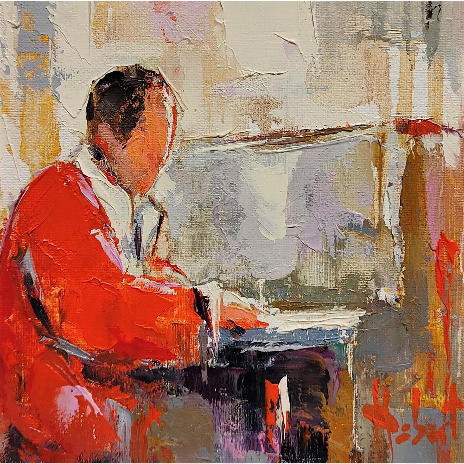 ▷ Painting Le pianiste by Hébert Franck