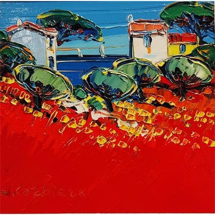 Painting Hameau des vacances by Corbière Liisa | Painting Figurative Oil Landscapes, Marine