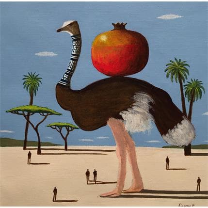 Painting Autruche by Lionnet Pascal | Painting Surrealist Acrylic Animals