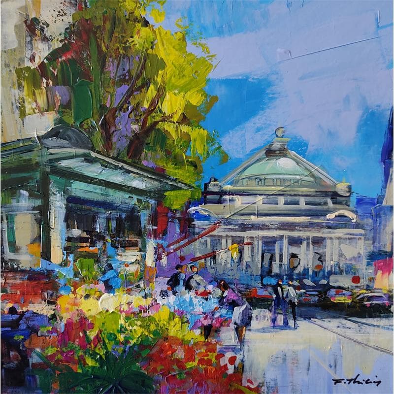 Painting Le kiosque by Frédéric Thiery | Painting Figurative Acrylic Landscapes