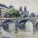 Painting Pont Saint Michel by Lallemand Yves | Painting Figurative Urban Acrylic