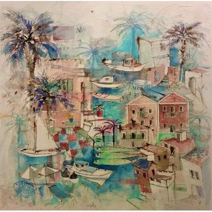 Painting Marseille en pastel by Colombo Cécile | Painting Figurative Mixed Landscapes, Marine