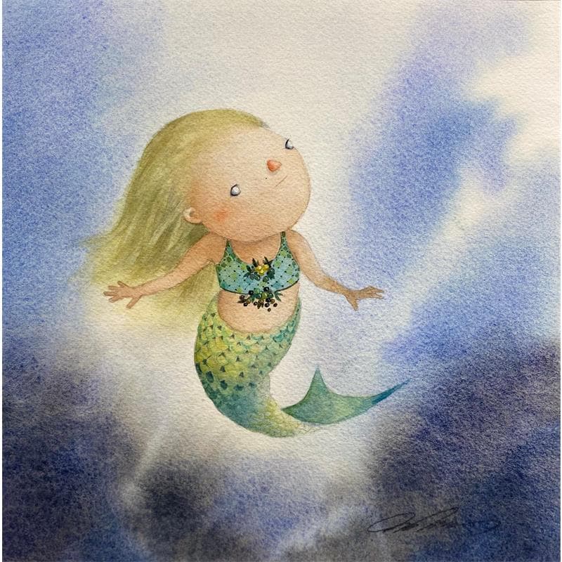 Peinture Mermaid par Masukawa Masako | Tableau Art naïf Scènes de vie Aquarelle