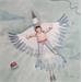 Painting Alice et son oiseau blanc by Fleur Marjoline  | Painting Naive art Life style