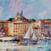Peinture Matin sur le vieux port Marseille par Frédéric Thiery | Tableau Figuratif Paysages Acrylique