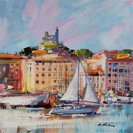 Peinture Matin sur le vieux port Marseille par Frédéric Thiery | Tableau Figuratif Acrylique Paysages