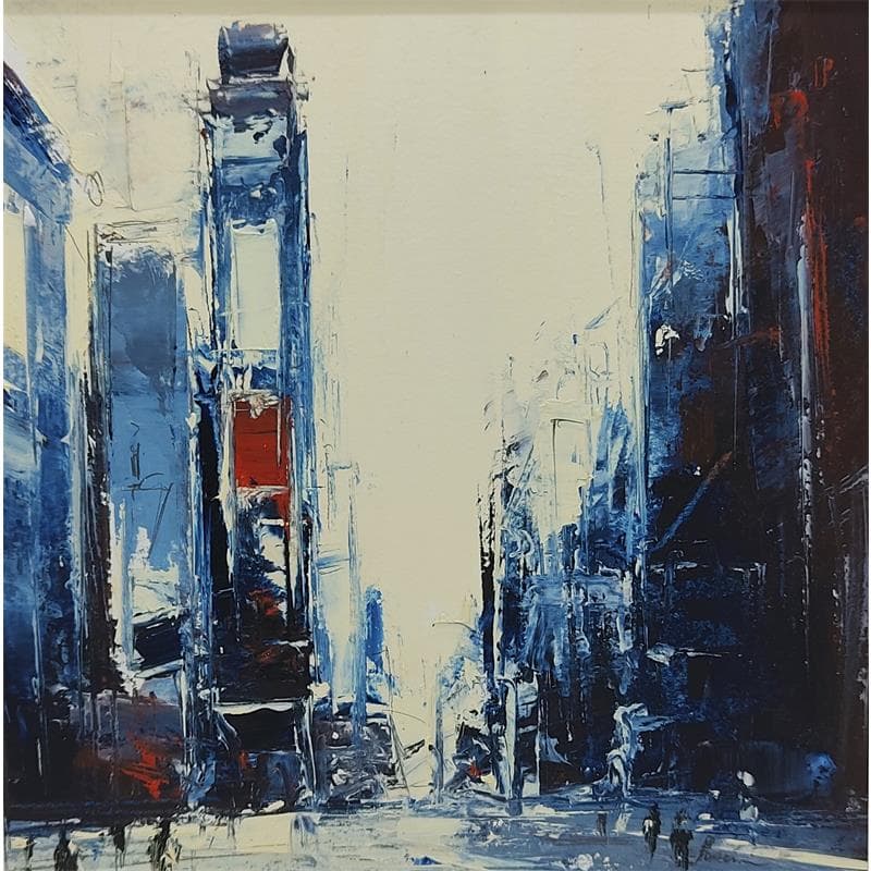 Peinture City blue par Poumelin Richard | Tableau Figuratif Urbain Huile