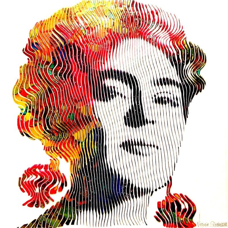 Peinture Frida par Schroeder Virginie | Tableau Pop Art Mixte Portraits icones Pop