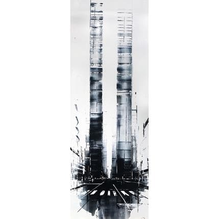 Peinture Here I am par Rey Julien | Tableau Figuratif Mixte noir & blanc, Vues urbaines