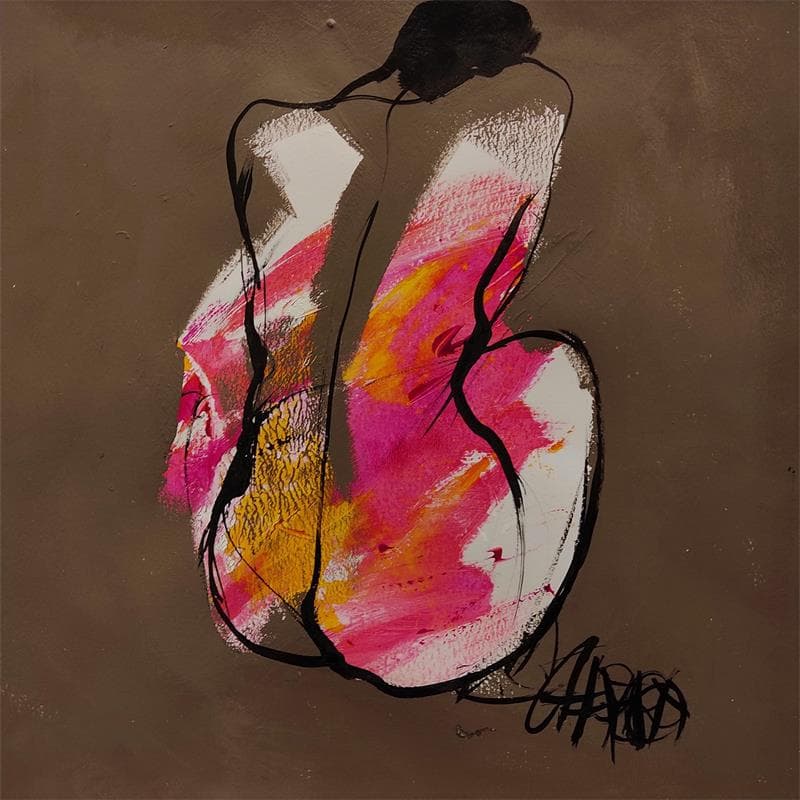 Painting Taupe by Chaperon Martine | Painting Figurative Acrylic Nude