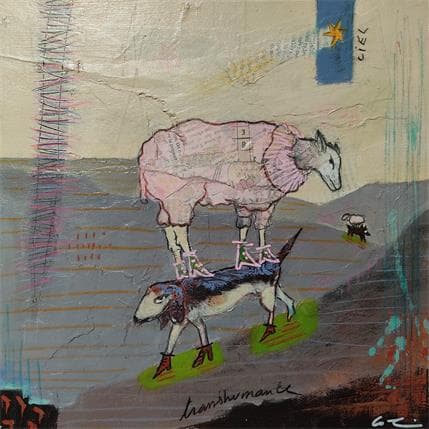 Painting Transhumance by Colin Sylvie | Painting Raw art Mixed Animals