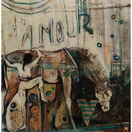 Gemälde AMOUR von Machi | Gemälde Figurativ Acryl, Öl Tiere