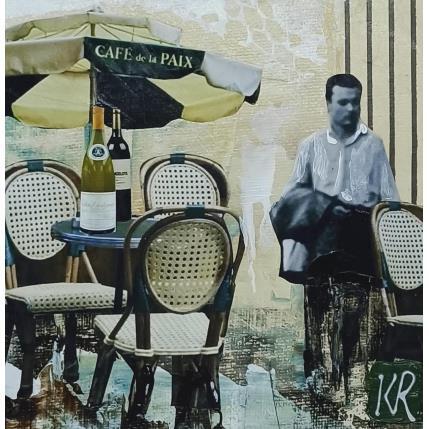Gemälde Café de la paix von Romanelli Karine | Gemälde Naive Kunst Alltagsszenen