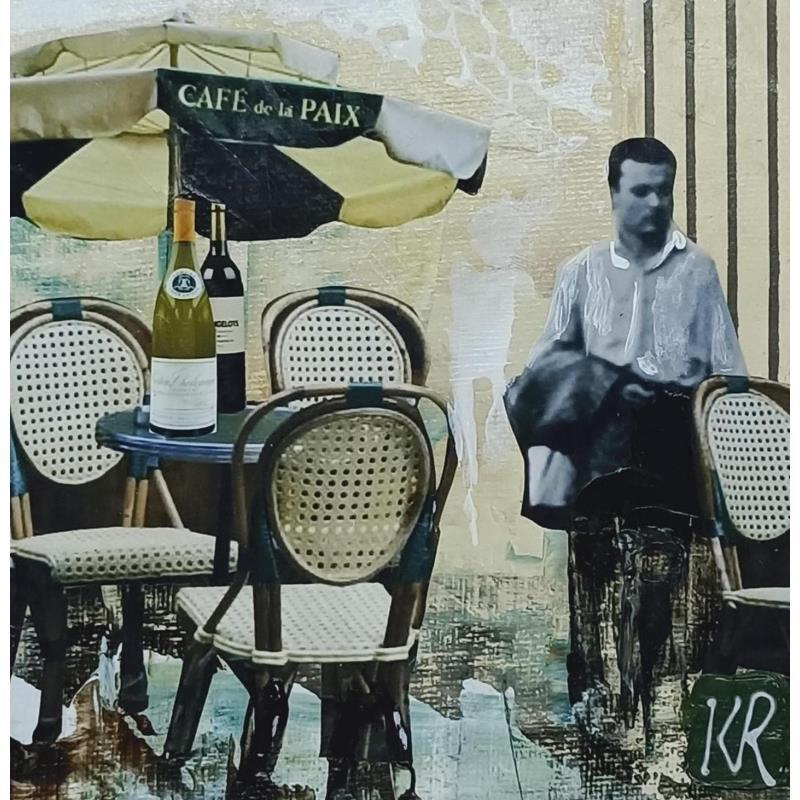 Peinture Café de la paix par Romanelli Karine | Tableau Illustration Mixte scènes de vie