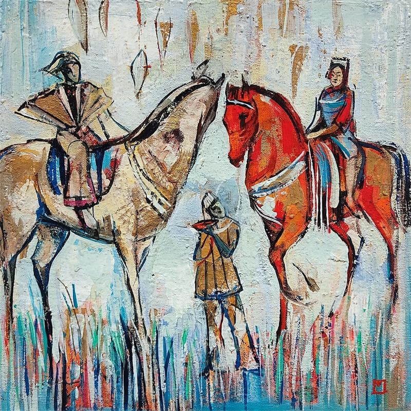 Painting La balade by Machi | Painting Figurative Acrylic, Oil Life style