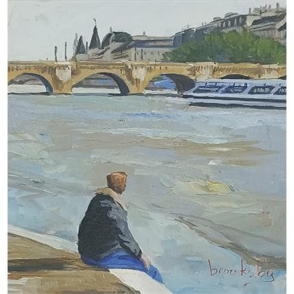 Painting Sur le quai by Brooksby | Painting Figurative Acrylic Urban