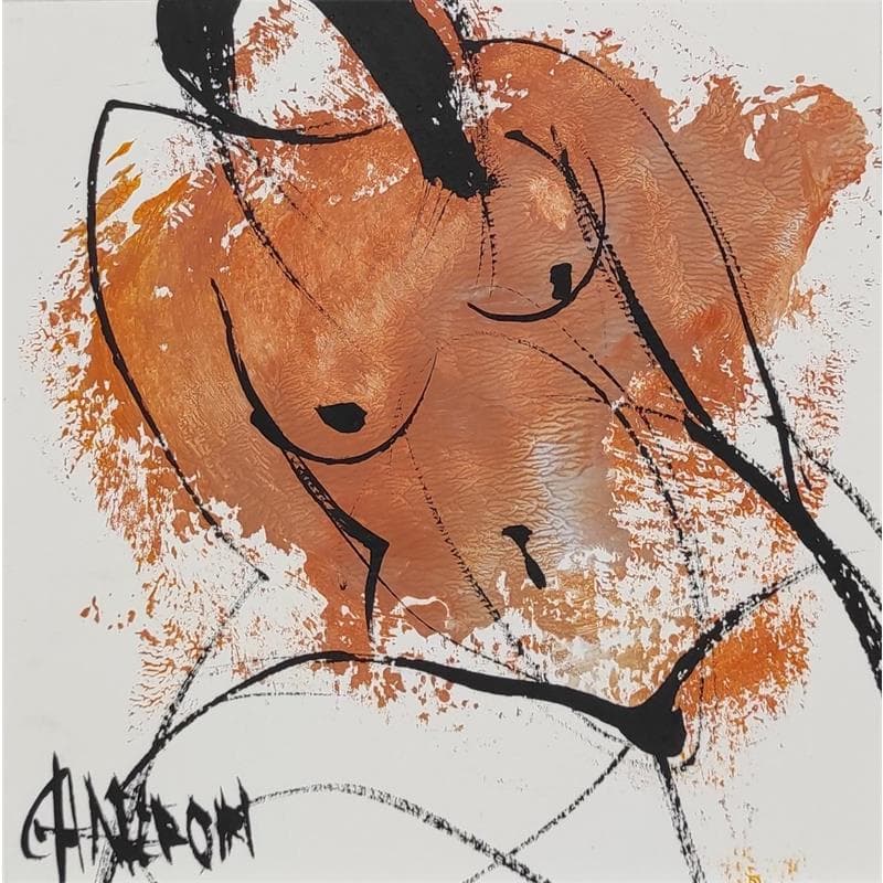 Painting Terre de sienne 4 by Chaperon Martine | Painting Figurative Nude Acrylic