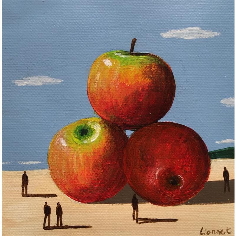 Painting Trois pommes by Lionnet Pascal | Painting