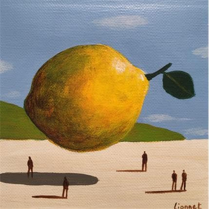 Peinture Citron vole par Lionnet Pascal | Tableau Surréaliste Acrylique natures mortes