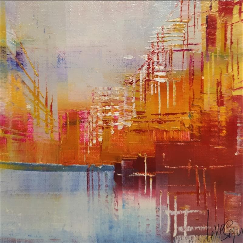 Painting AU BORD DU LAC by Levesque Emmanuelle | Painting Abstract Oil Urban