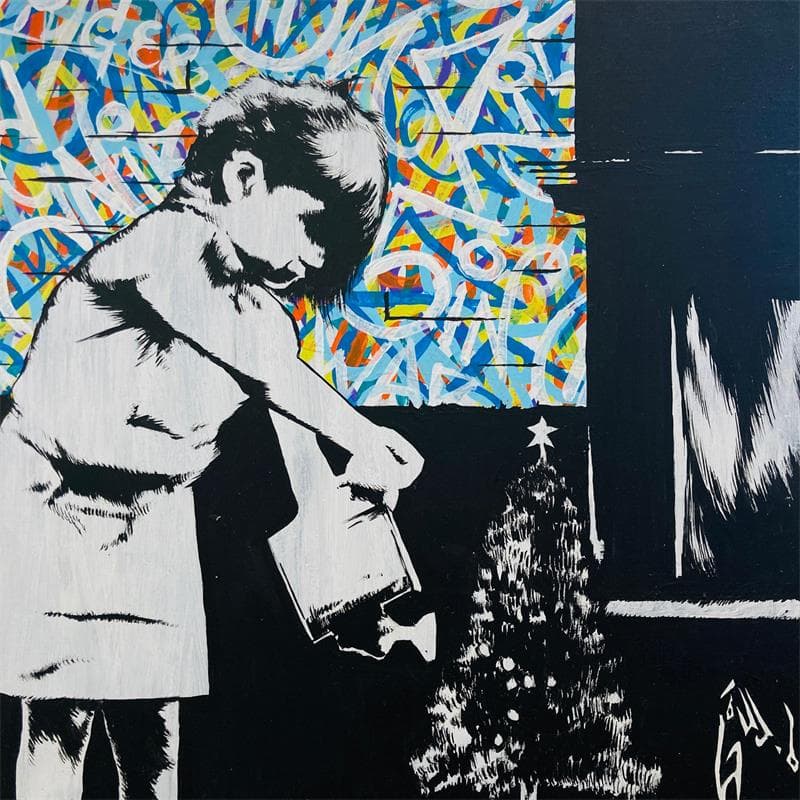 Painting Annie and her christmas tree by Di Vicino Gaudio Alessandro | Painting Street art Graffiti Life style