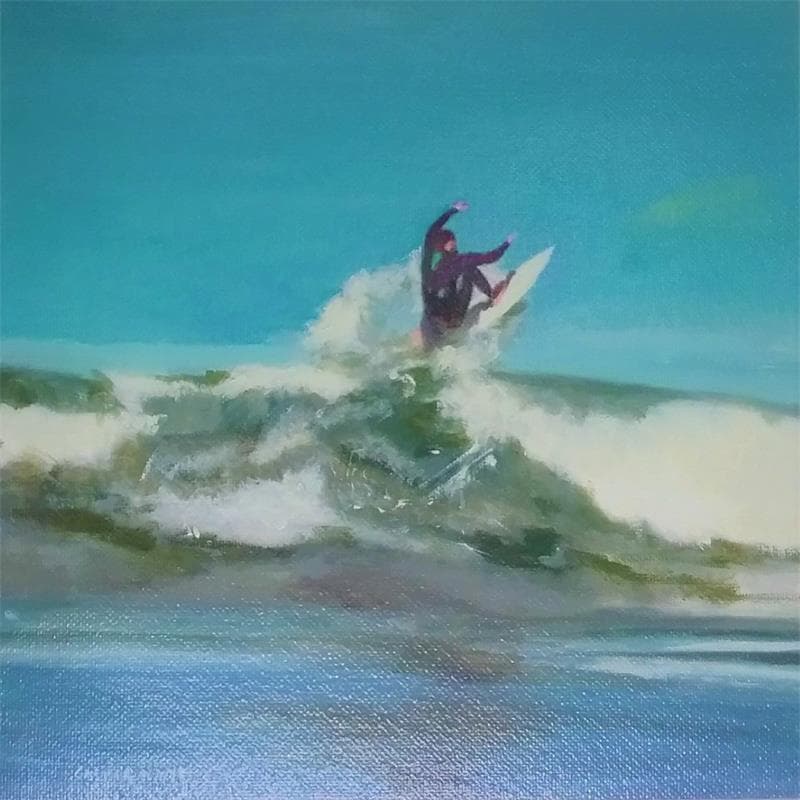 Painting Surfing 2 by Castignani Sergi | Painting Figurative Landscapes Life style Oil Acrylic